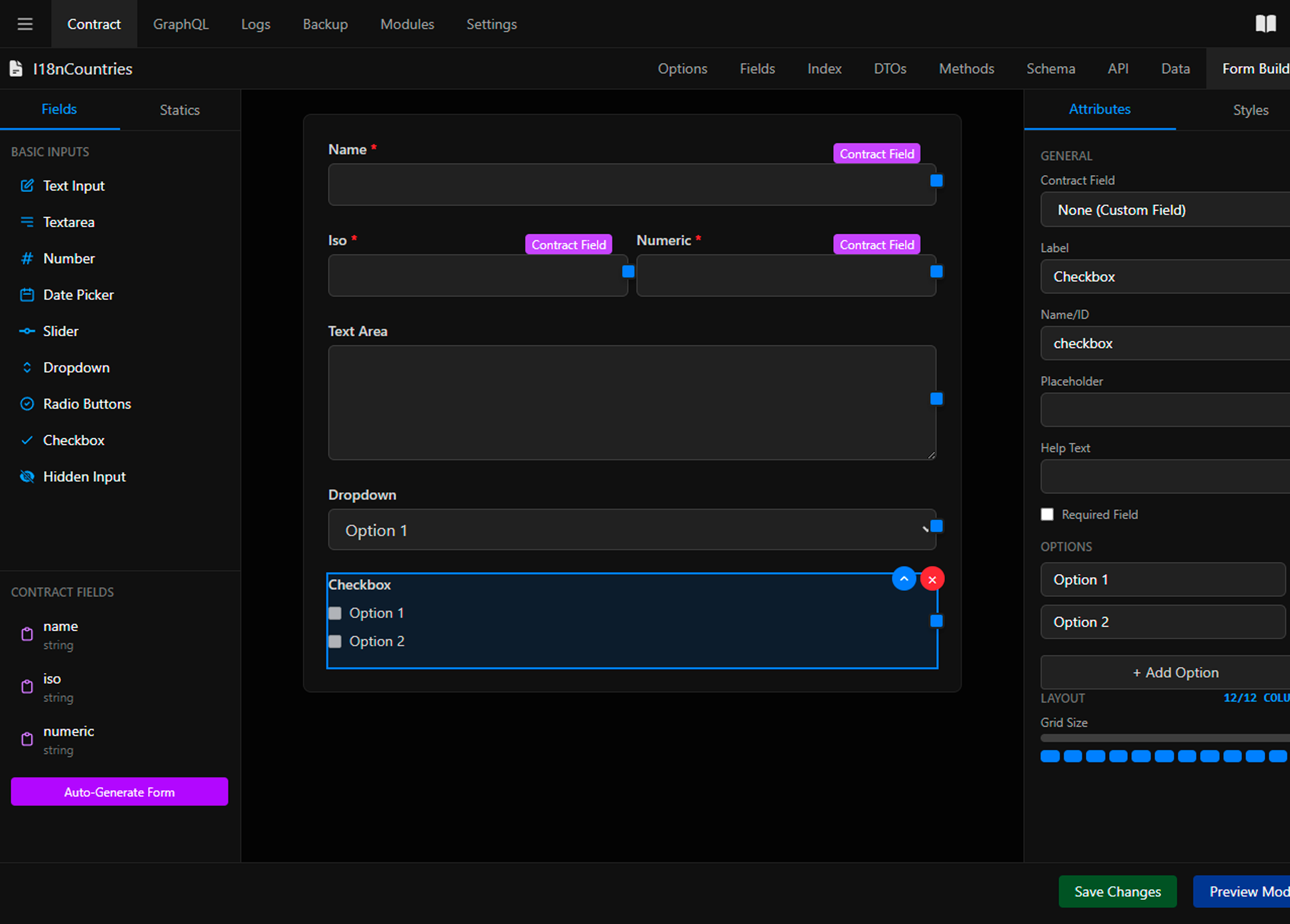 Form builder screenshot